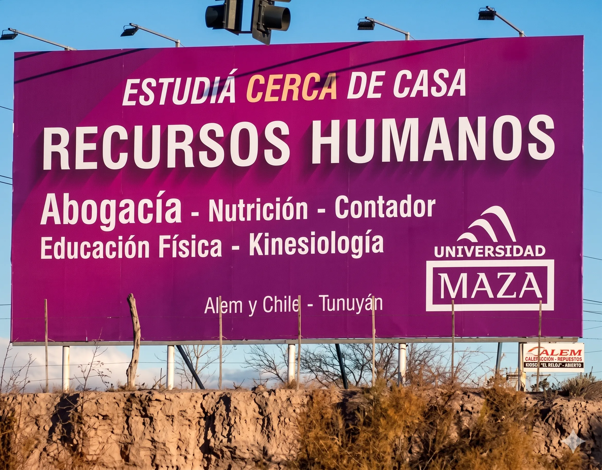 Cartel publicitario sobre ruta nacional