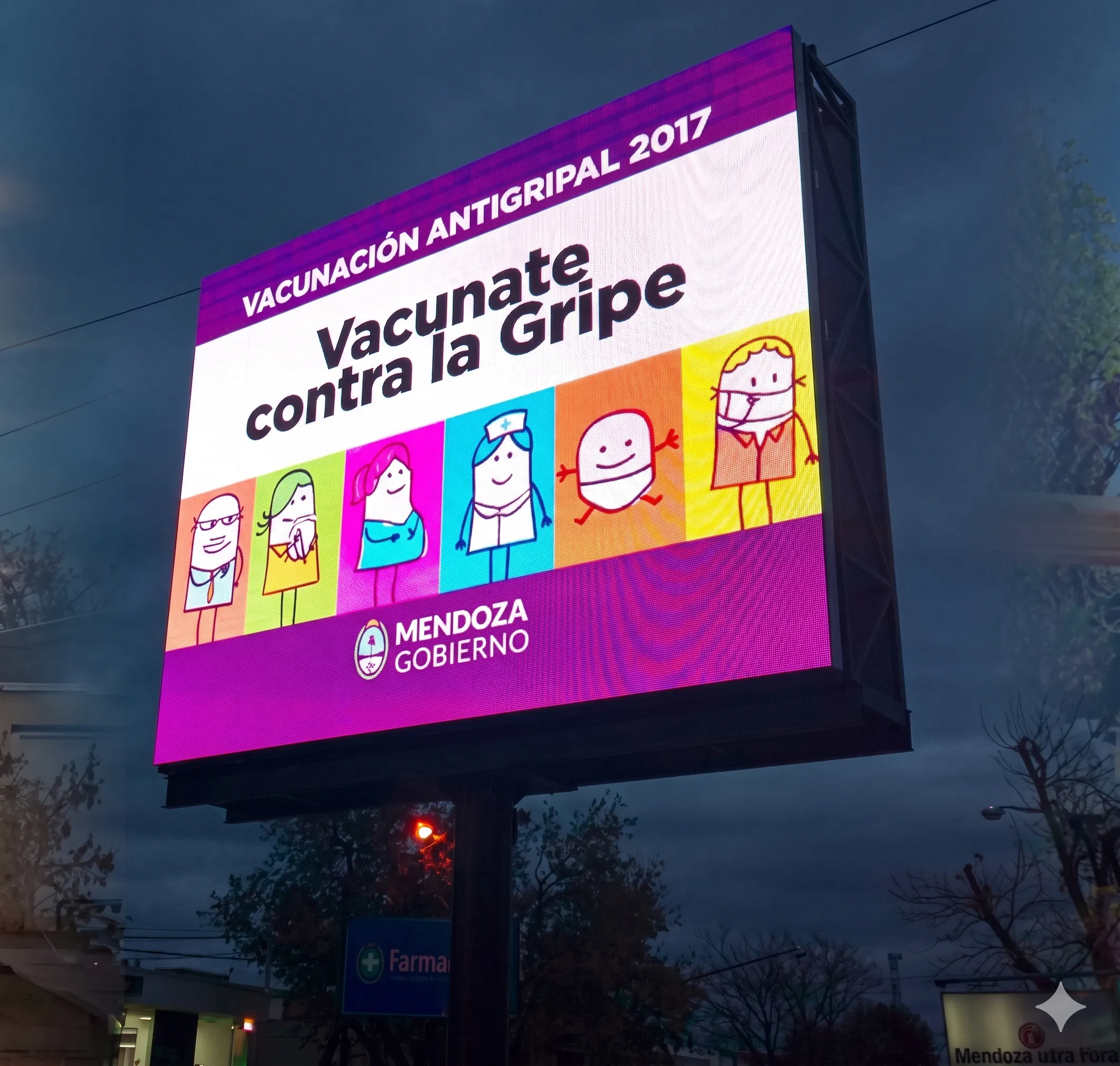 Pantalla LED publicitaria nocturna